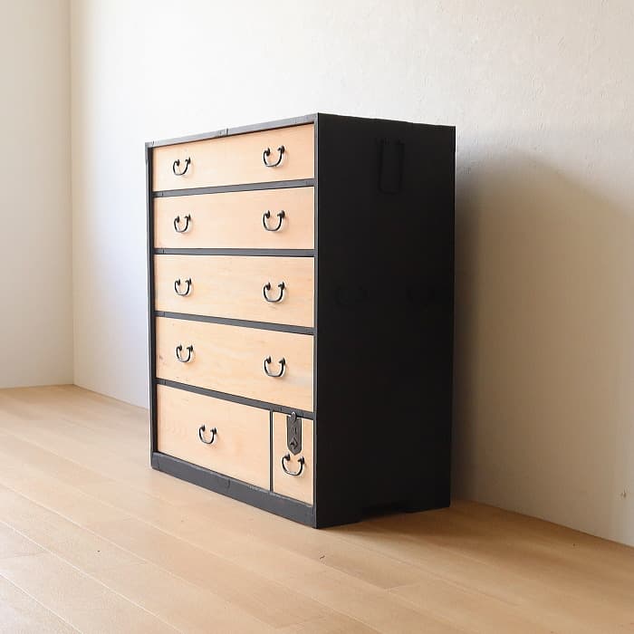 アンティーク 引出し６杯 スギ 無垢材 タンス ハイチェスト 古家具