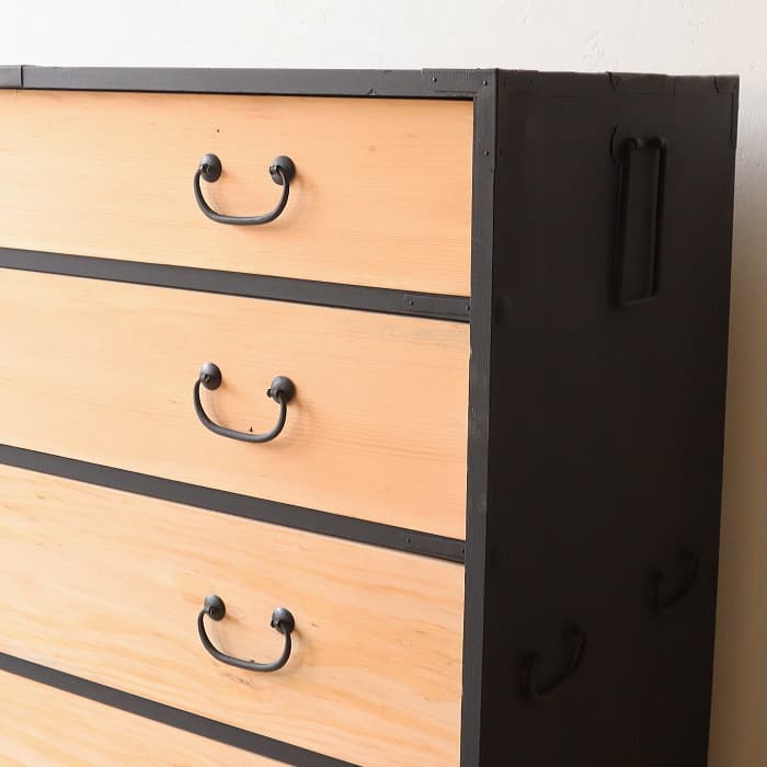 アンティーク 引出し６杯 スギ 無垢材 タンス ハイチェスト 古家具