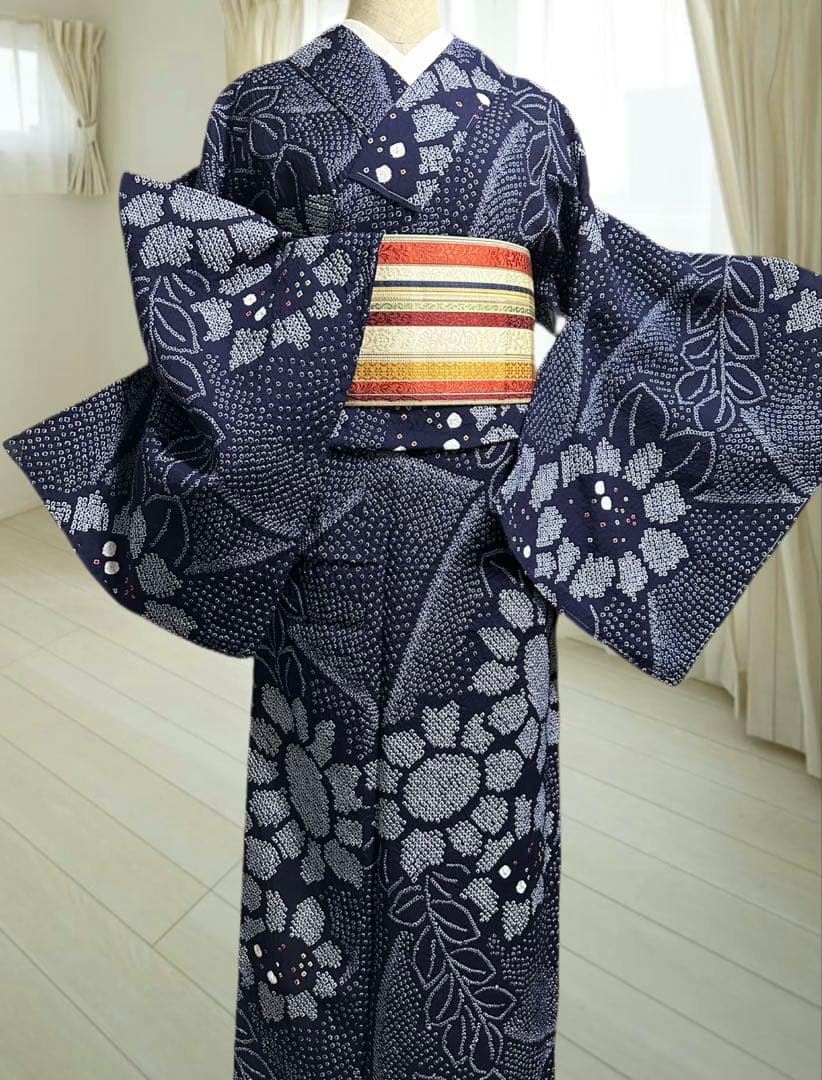 希少サイズ❣️身幅大❣️トールサイズ‼️新品✨有松鳴海絞り浴衣　藍染