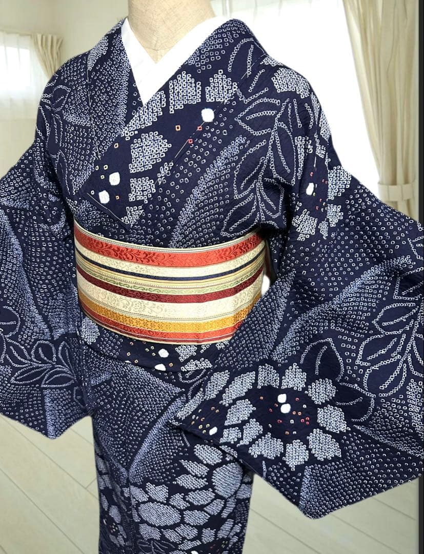 希少サイズ❣️身幅大❣️トールサイズ‼️新品✨有松鳴海絞り浴衣　藍染