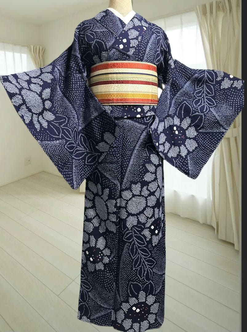 希少サイズ❣️身幅大❣️トールサイズ‼️新品✨有松鳴海絞り浴衣　藍染