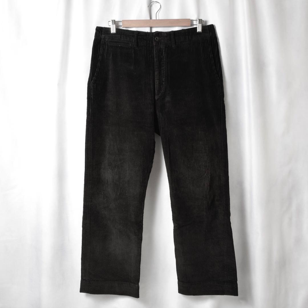 名作 RRL ブラック 太畝コーデュロイ ストレートパンツ ラルフローレン