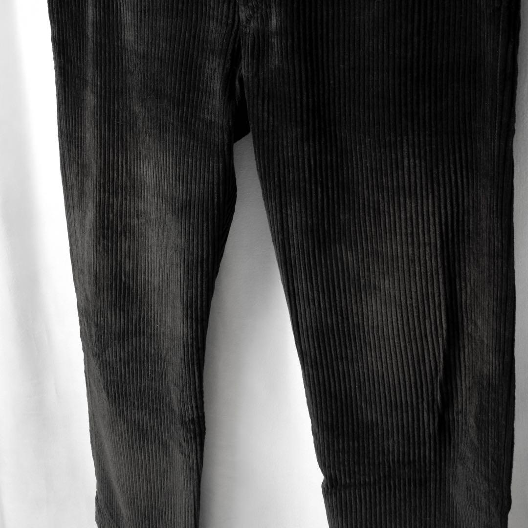 名作 RRL ブラック 太畝コーデュロイ ストレートパンツ ラルフローレン