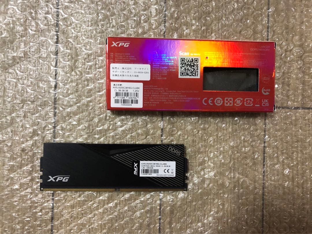 XPG DDR5 5200 16GB メモリー AX5U5200C3816G