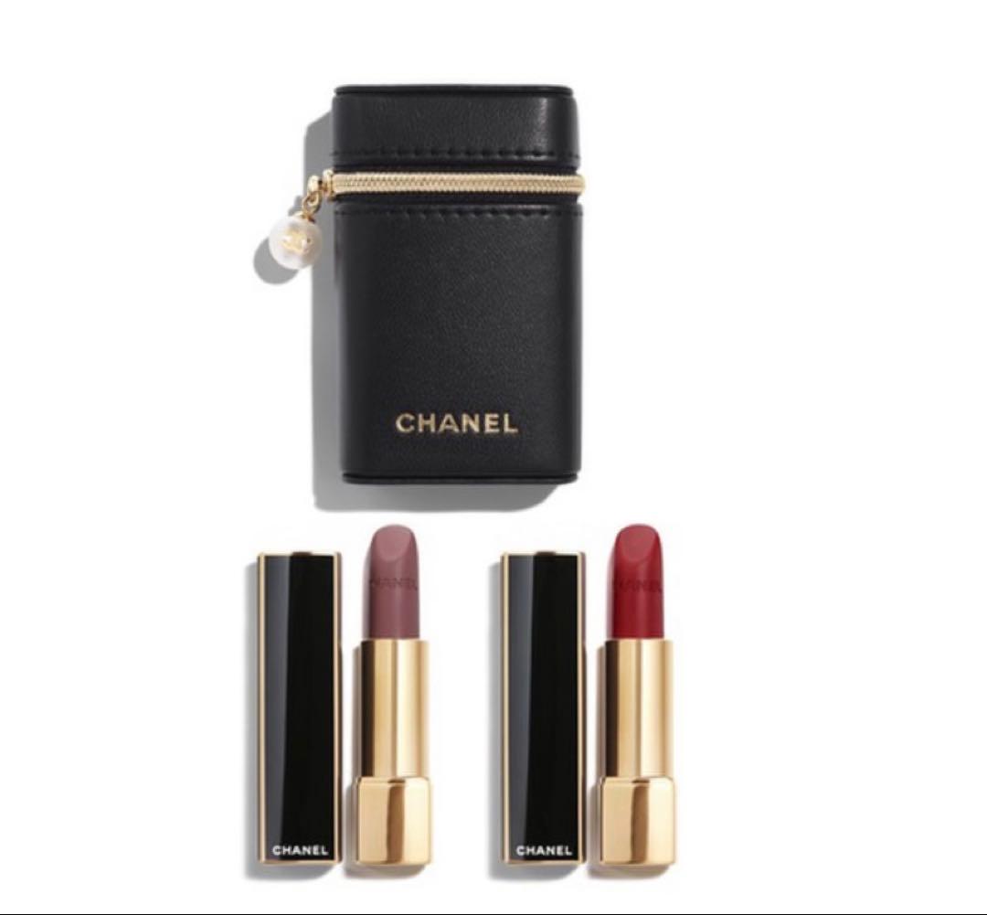 CHANEL ルージュアリュールヴェルヴェットレペルルセットオブ2ポーチ付き