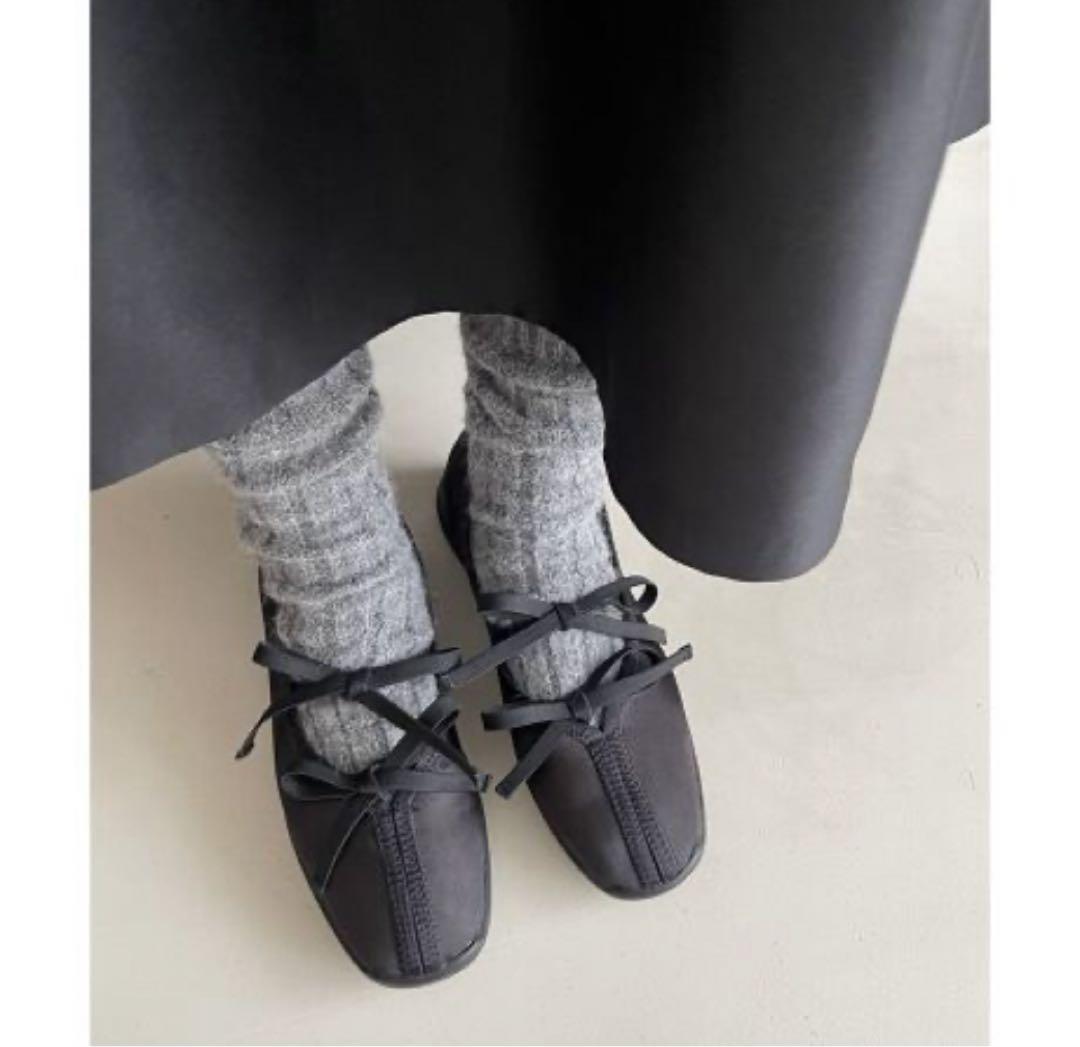 LETALON ルタロン Lダブルリボンバレリーナ バレエシューズ 黒 23cm