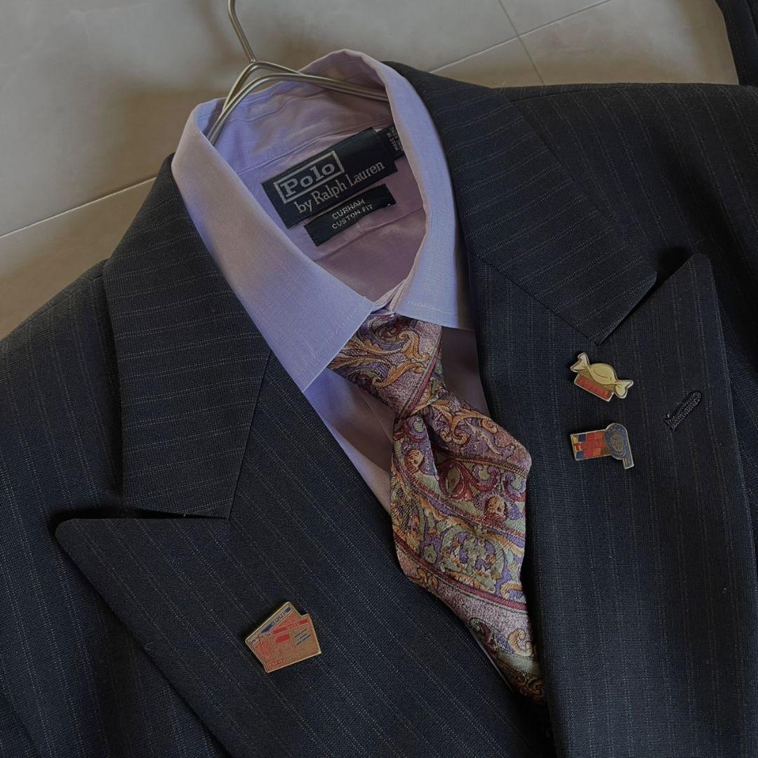 豪華5点セットアップ ダブルブレストスーツ シャツ ネクタイ ピンズ 成人式