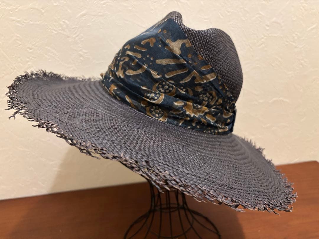 なつ　ブルネロクチネリ　濃紺ストローハット　レディース　フリーサイズ