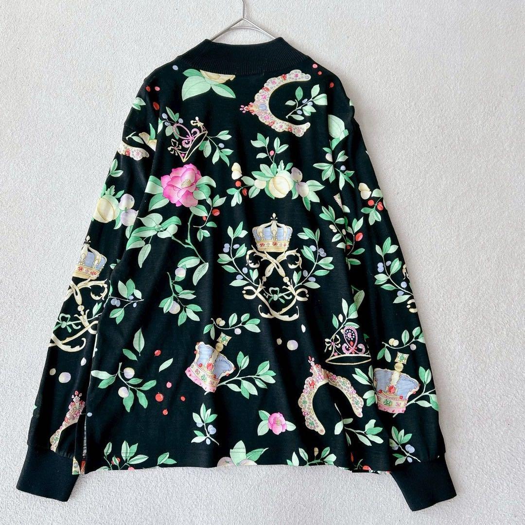 レオナール　アンサンブル　ニット　ウールベスト　キルティング　花柄　黒　M L