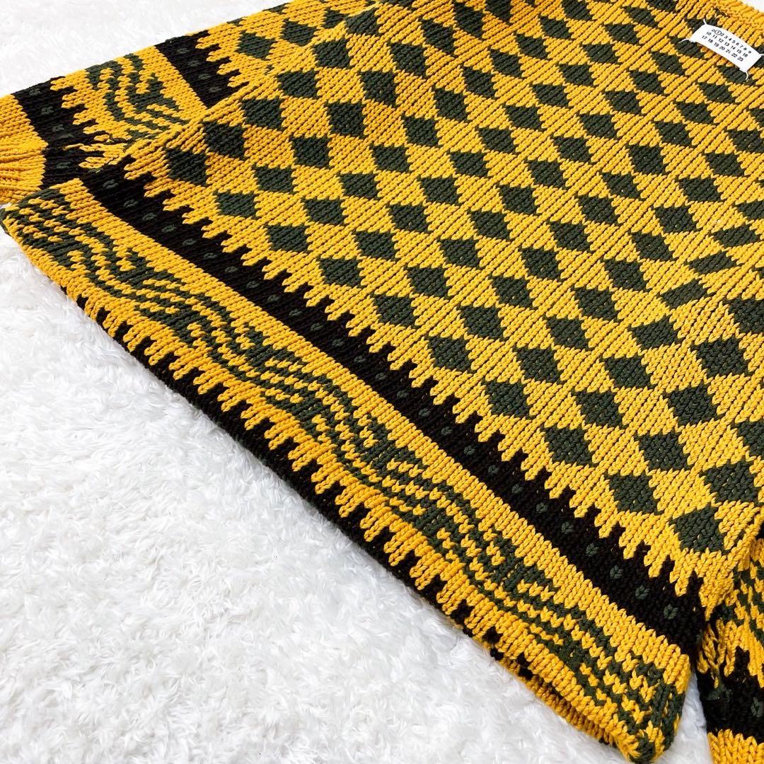 未使用級 メゾンマルジェラ オーバーサイズ リバースニットセーター イエロー