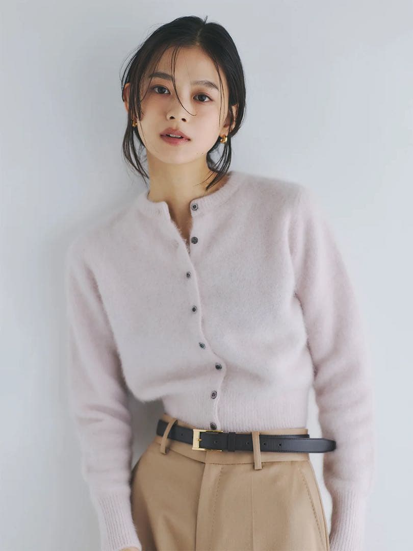 anuans アニュアンス ラクーンフォックスショートカーディガン ピンク