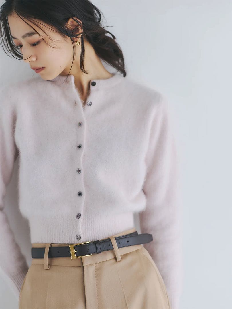 anuans アニュアンス ラクーンフォックスショートカーディガン ピンク