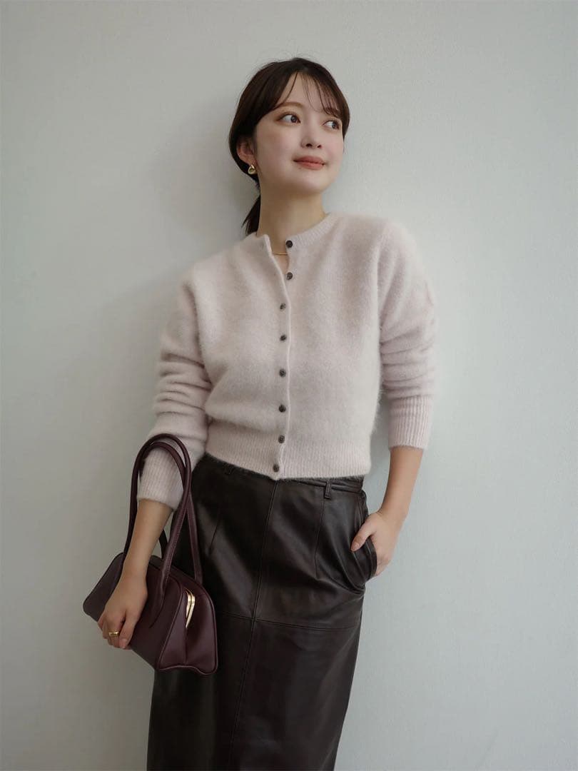 anuans アニュアンス ラクーンフォックスショートカーディガン ピンク