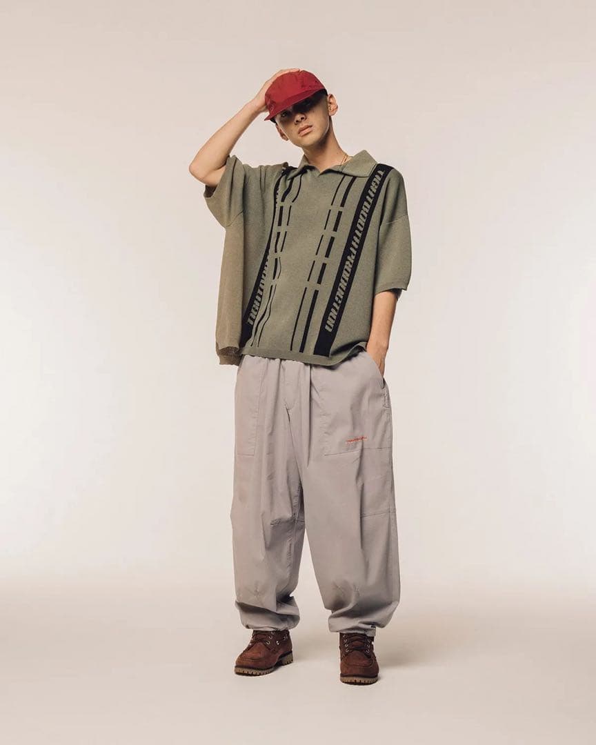 トップス TIGHTBOOTH STRIPE KNIT OPEN POLO