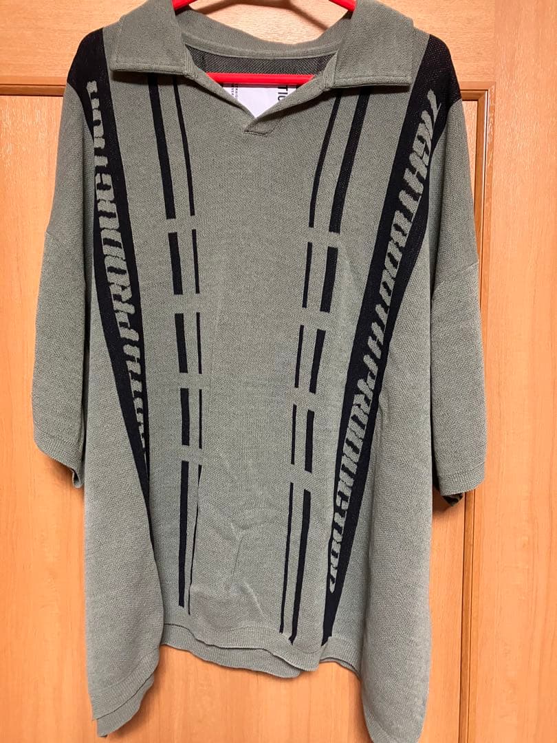 トップス TIGHTBOOTH STRIPE KNIT OPEN POLO