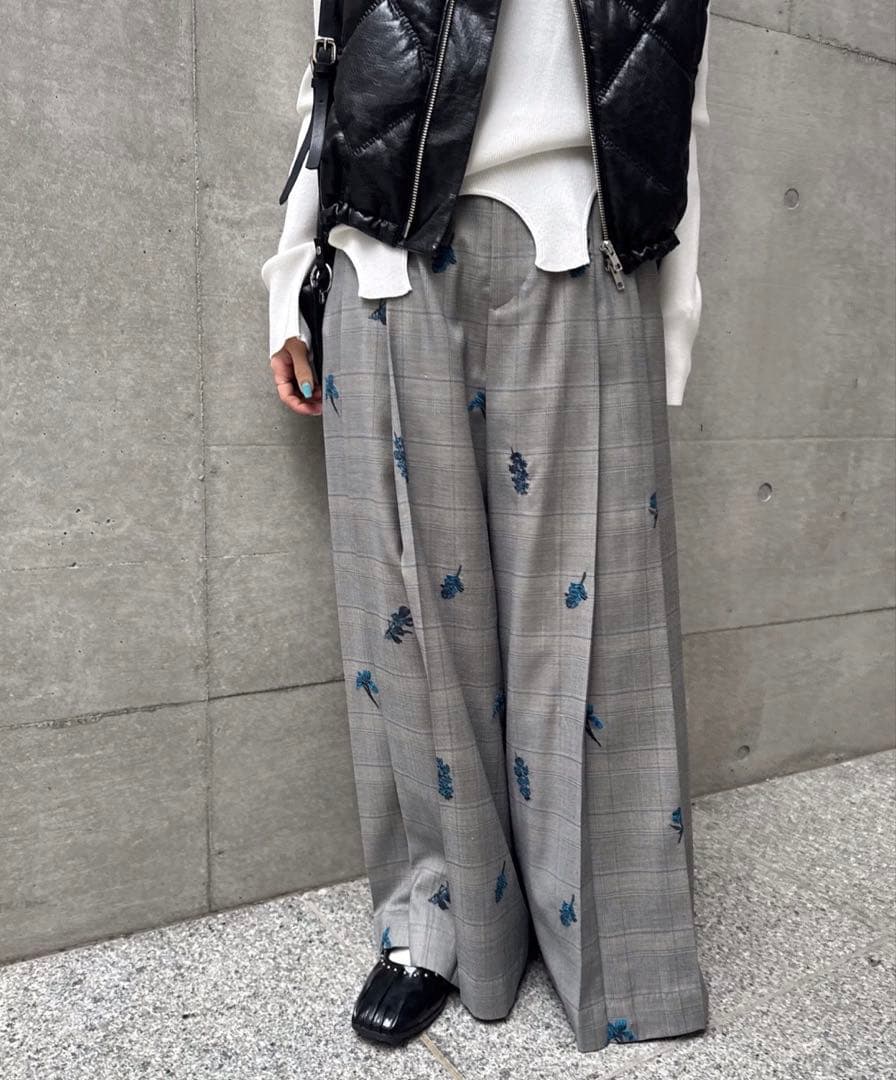 パンツ ameri vintage CHECK FLOWER PLEATS PANTS