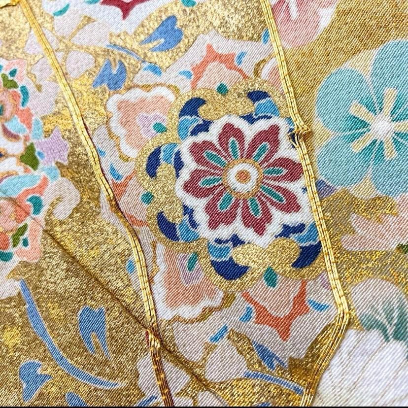 akmx142 美品 一つ紋 色留 袖華やか レンタル店放出 比翼つき 正絹