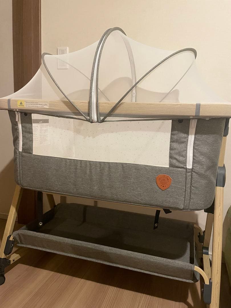 ベビーベッド/移動・折りたたみ可能/HZDMJ/グレー/説明書・付属品あり