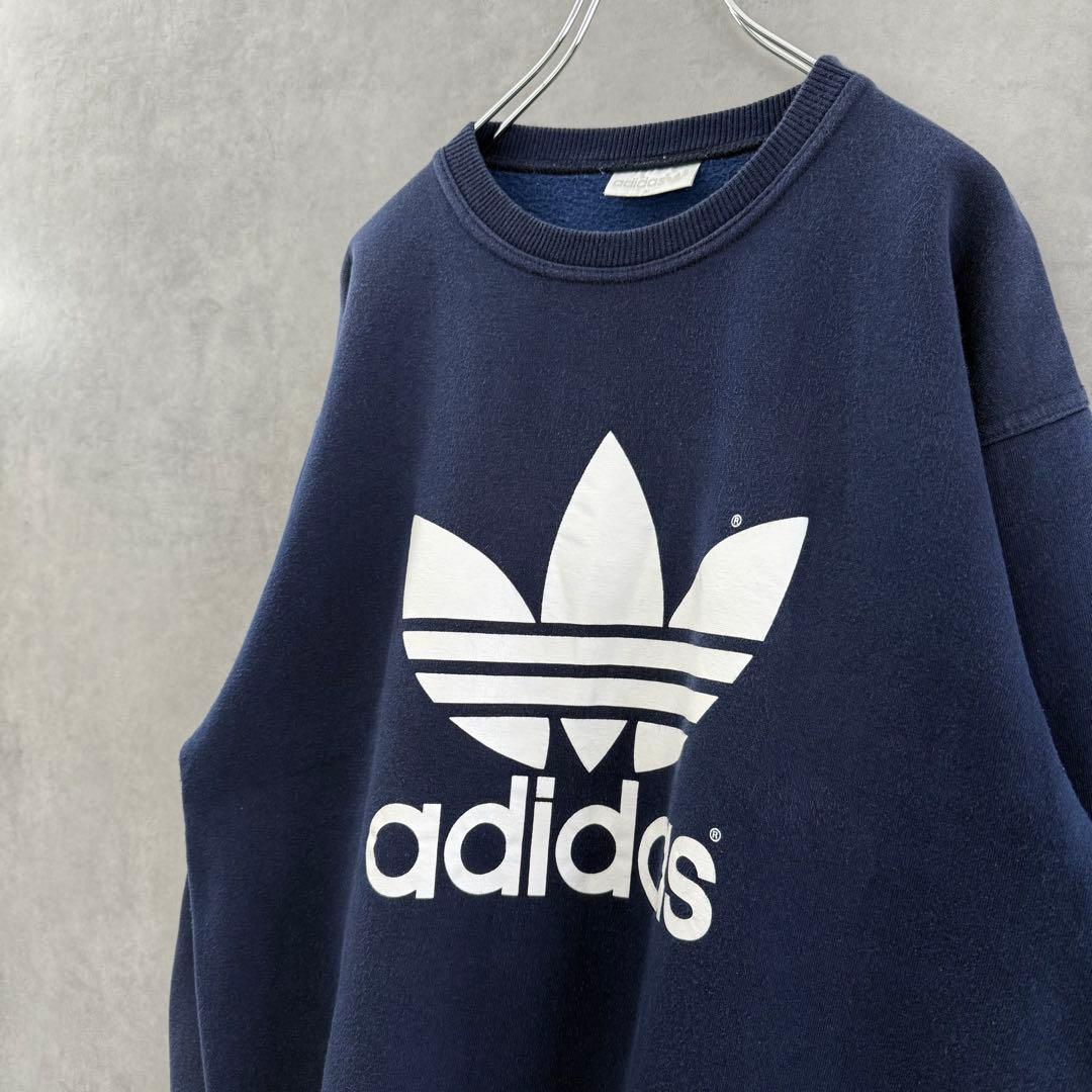 90s old adidas アディダス スウェットシャツ ネイビー M