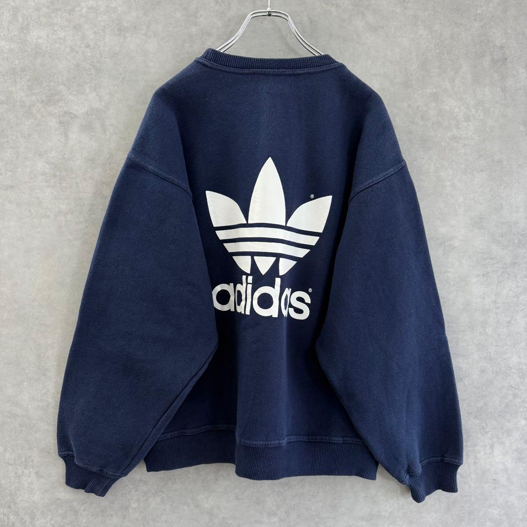 90s old adidas アディダス スウェットシャツ ネイビー M