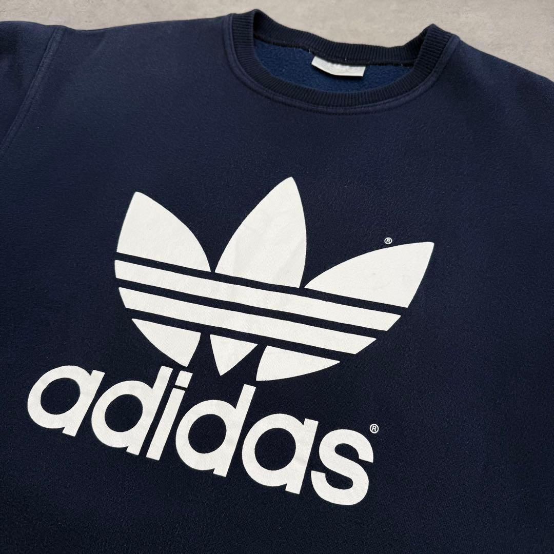 90s old adidas アディダス スウェットシャツ ネイビー M