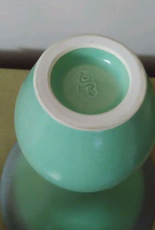 池坊 花器 清水焼 正明作 貫入 ミントグリーン×グレー