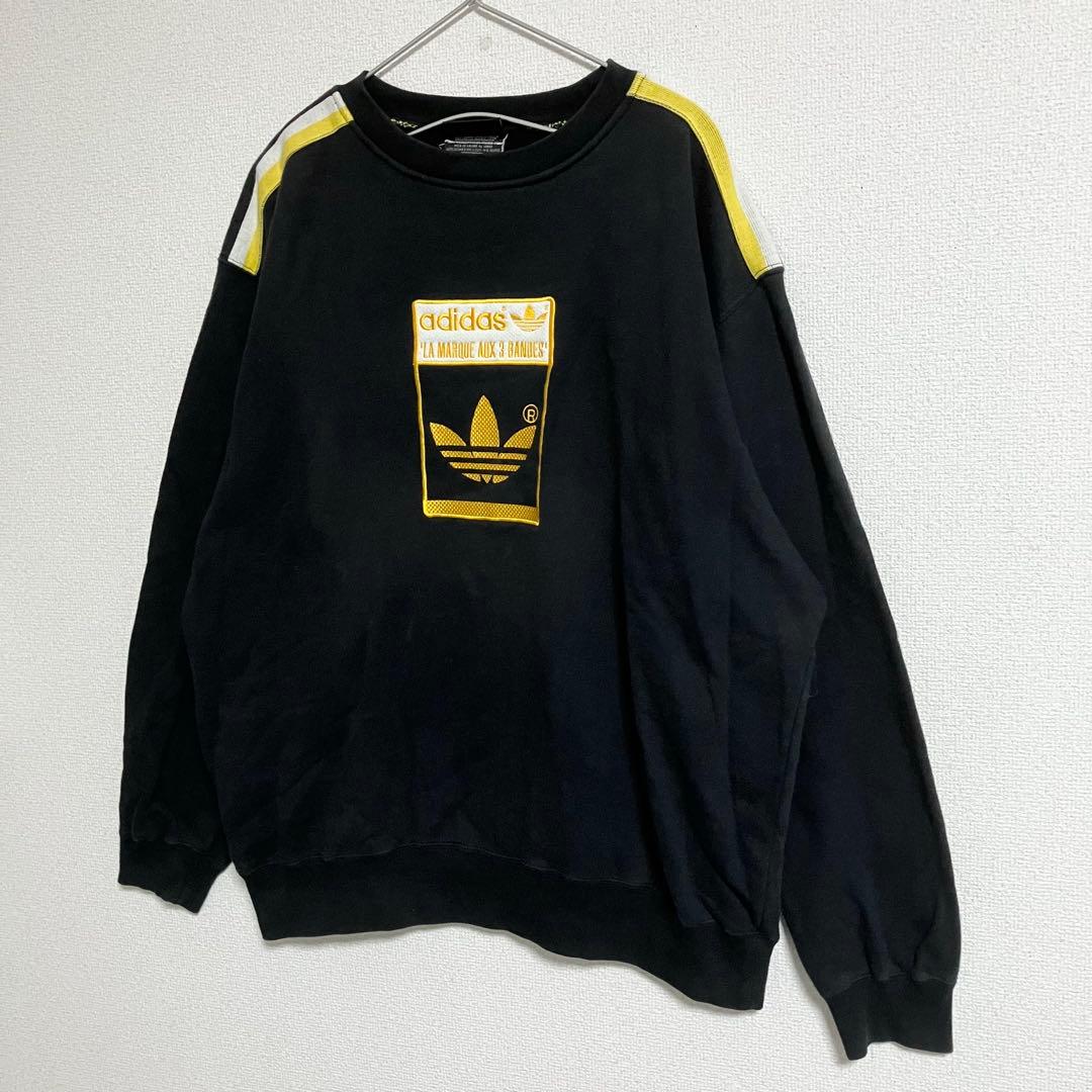 old adidas アディダス 90s スウェット 刺繍ロゴ L ブラック