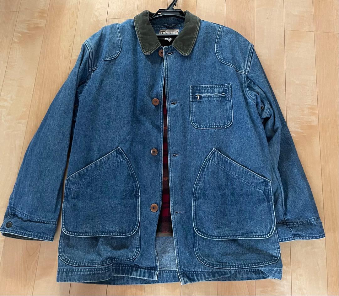 l.l.bean デニム　カバーオール　US M ブランケット　ハンティング