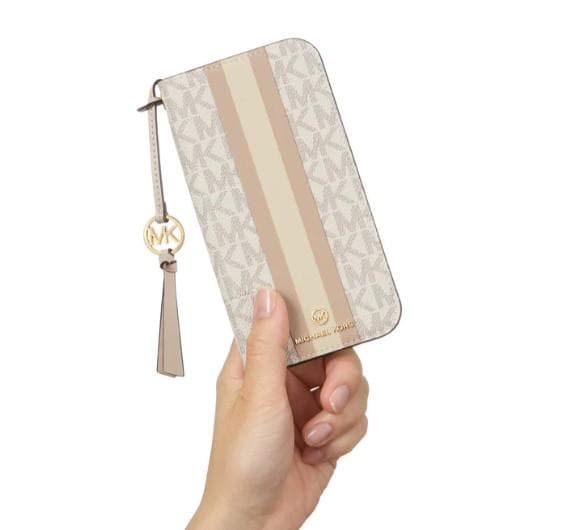 超特価!! マイケルコース＊ 手帳型ストライプ iPhone16Proケース