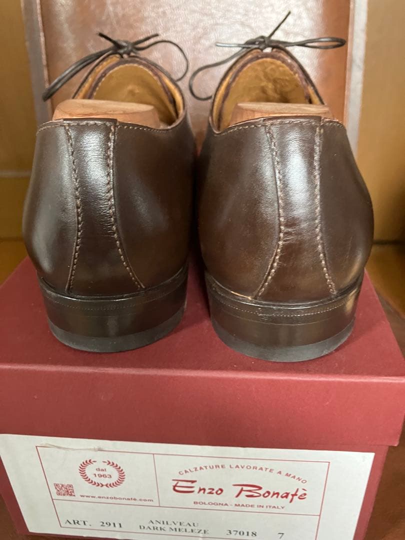 Enzo Bonafè エンツォボナフェプレーントゥ ダークブラウン7