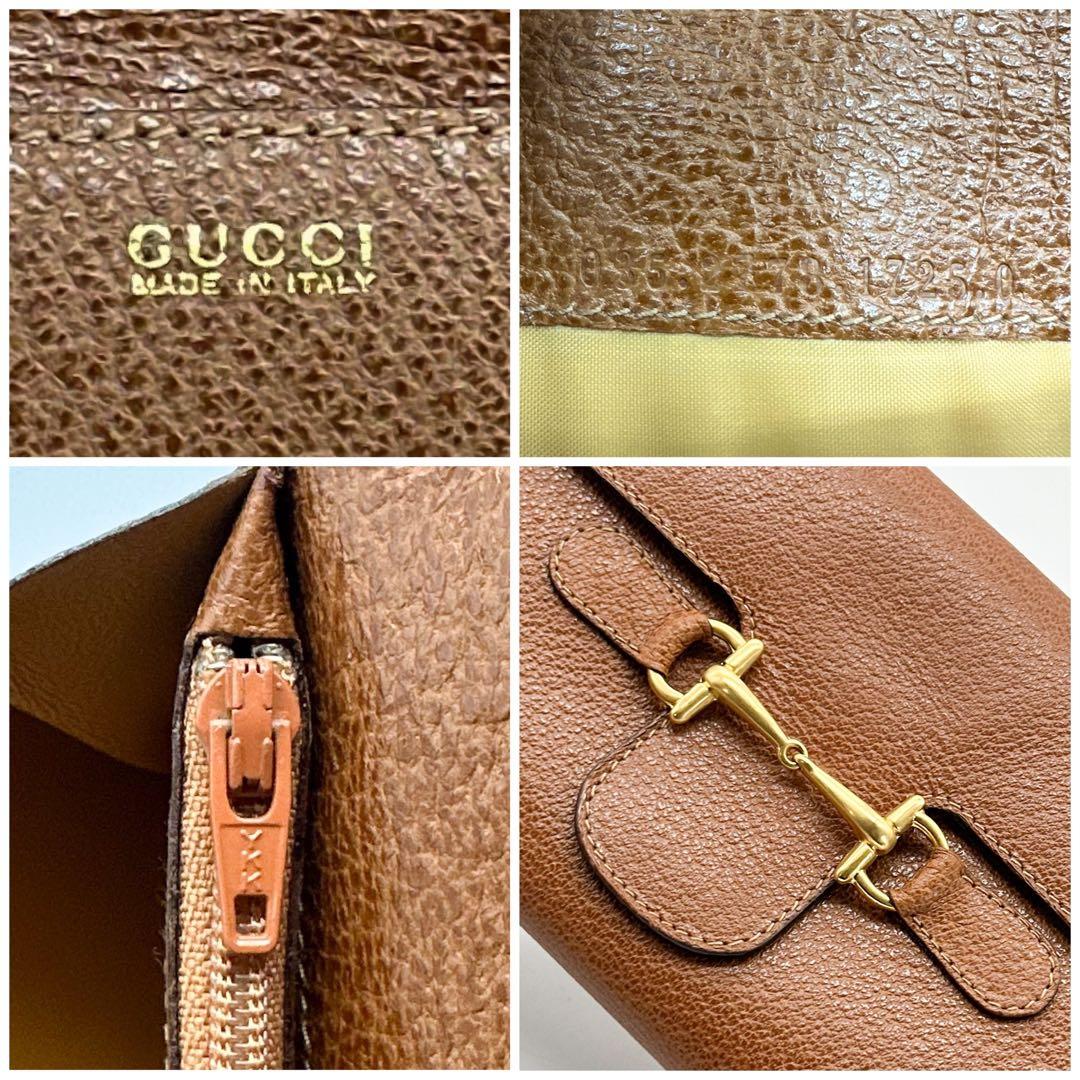 【箱付き・美品】グッチ ホースビット ヴィンテージ 三つ折り 長財布 ブラウン