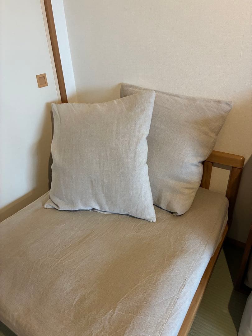 Re:CENO AGURAソファ1.5人掛け　ベージュ　リネン