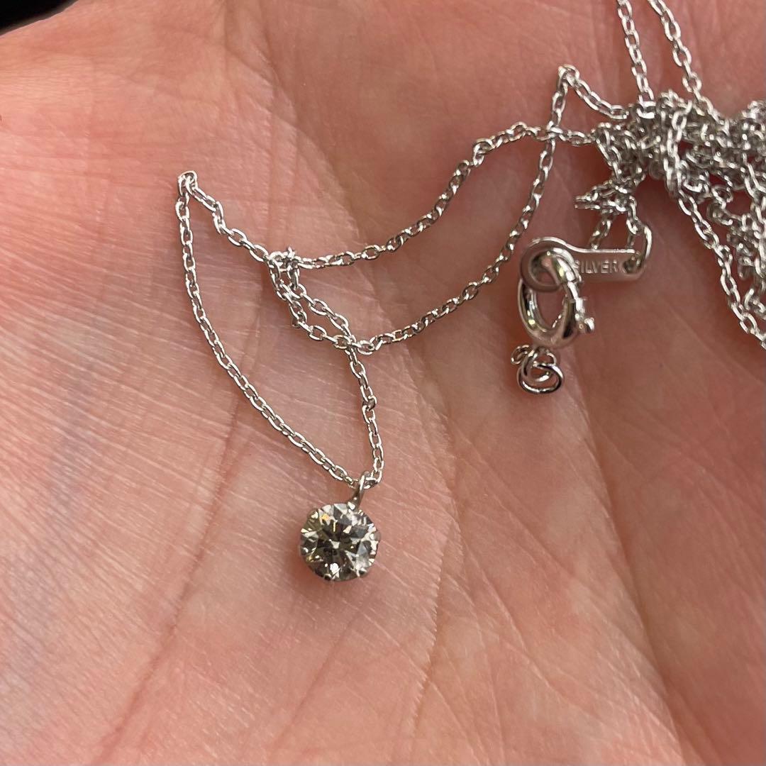 プラチナ900 シルバー925 天然ブラウンダイヤモンド　ネックレス