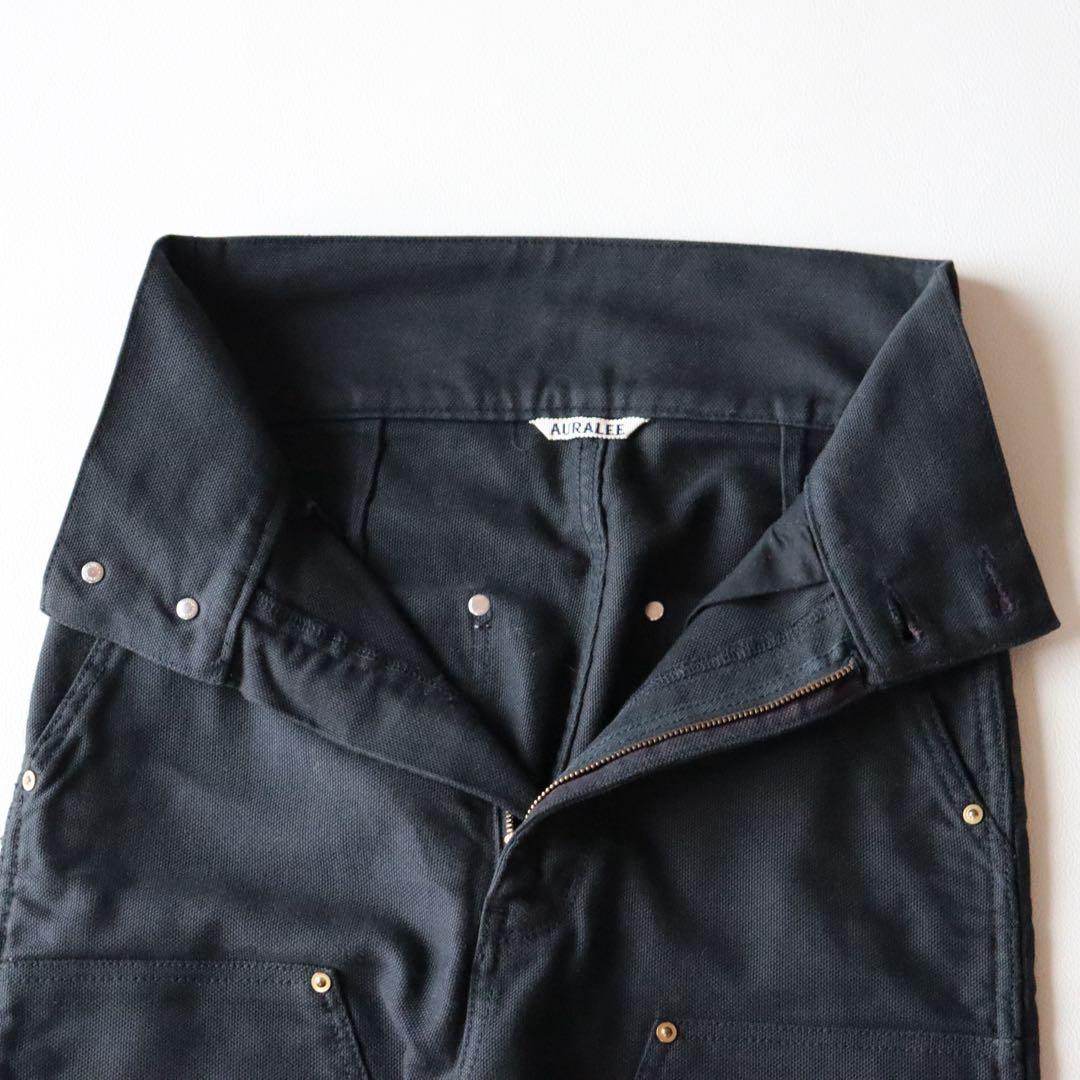 5047【極美品】オーラリー フィンクスダックハイウェストペインターパンツ 黒