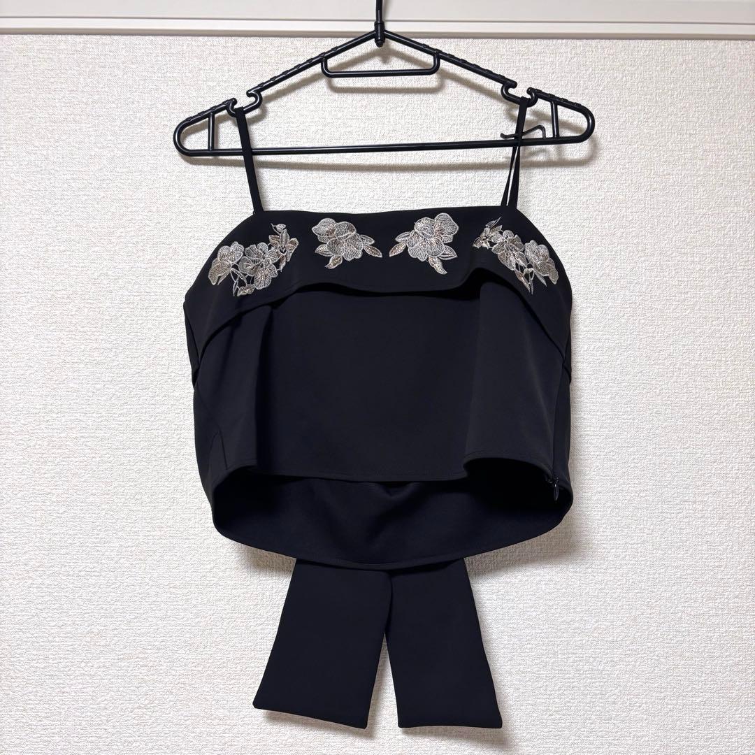 etoll.（エトル）3piece刺繍リボンビスチェ＆タックワイドパンツセット