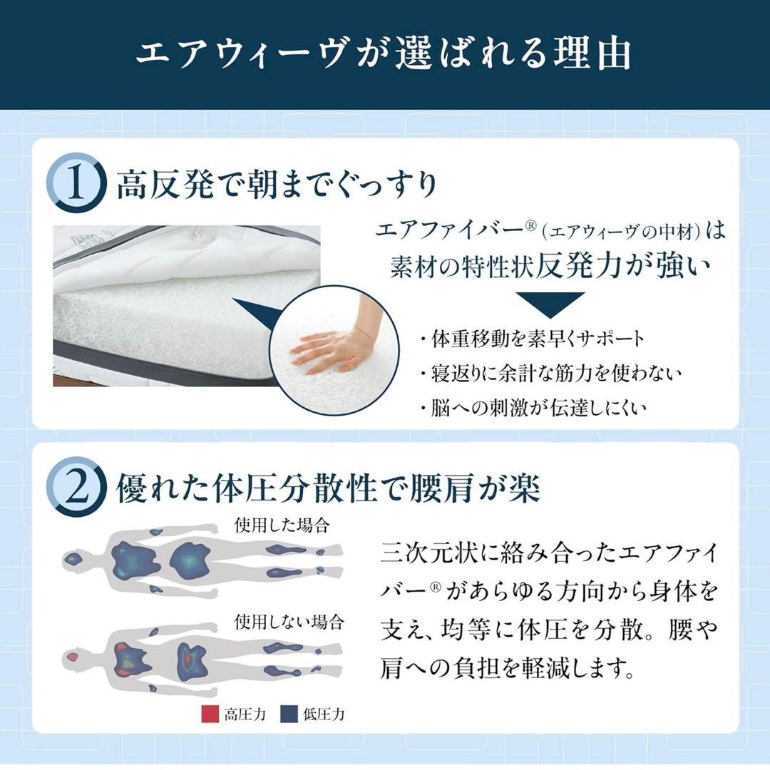 新品エアウィーヴ　マットレス シングル　02 マットレスパッド 高反発 三つ折り
