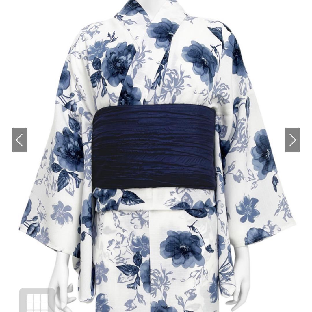 水彩花柄浴衣・帯セット [gi1519]