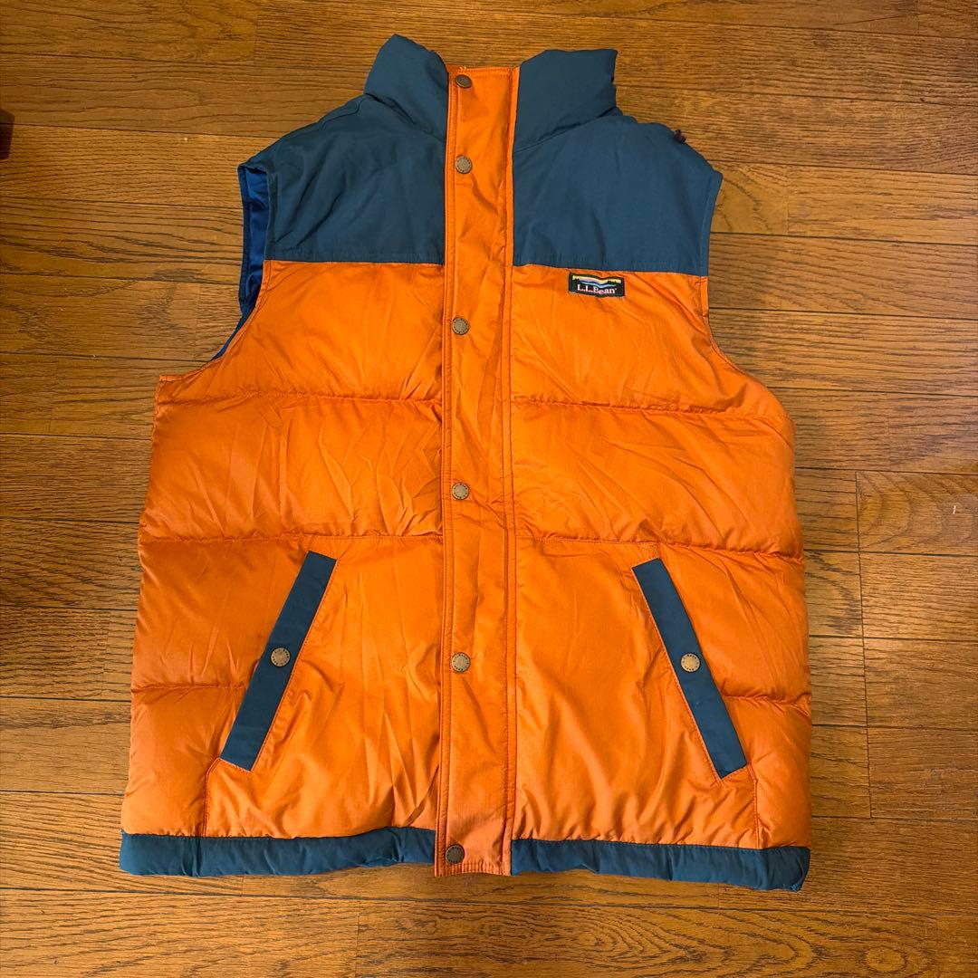 L.L.Bean オレンジ ネイビー ダウンベスト L REG