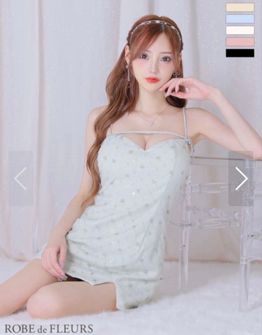 ローブドフルール ビジューリボン/ ハートカット/キャバドレス【リボンなし】