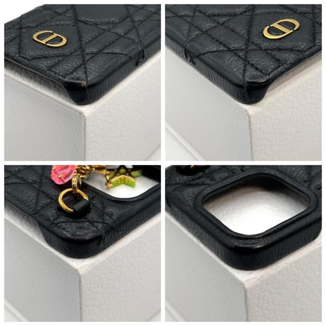 極美品 箱袋付き ディオール カナージュ iPhone13Pro ケース 黒 革