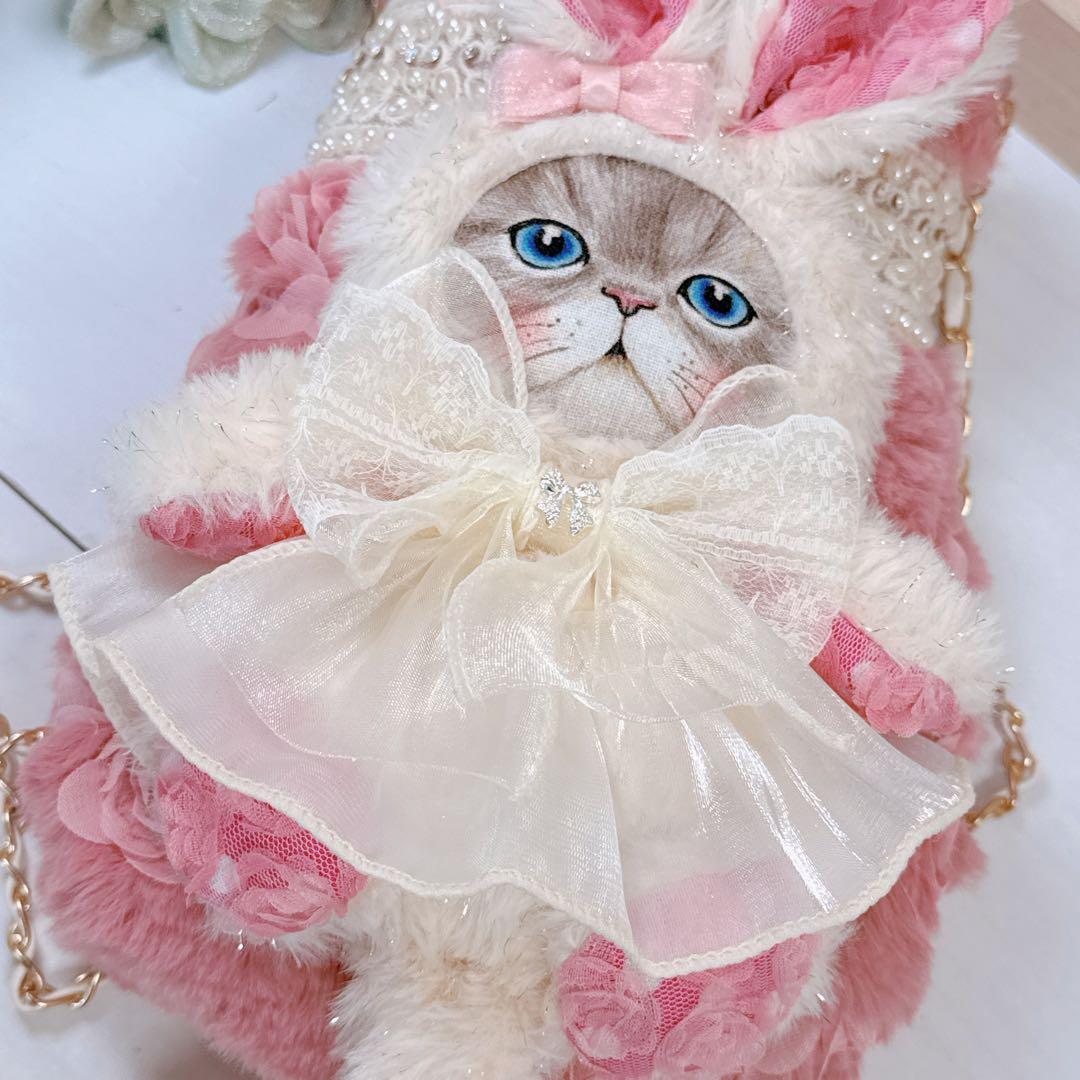 ゆ*ら様 コヤンイサムチョン♡インドパール刺繍リボン×薔薇ファーうさルミちゃんの