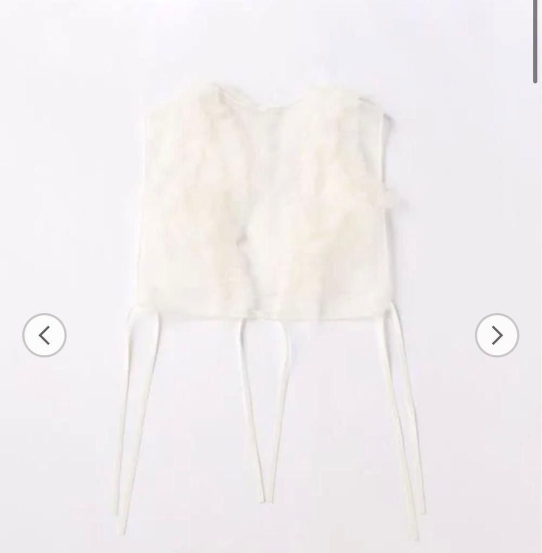 ＜MARGE × 6(ROKU)＞TULLE SHORT GILET/ジレ　白