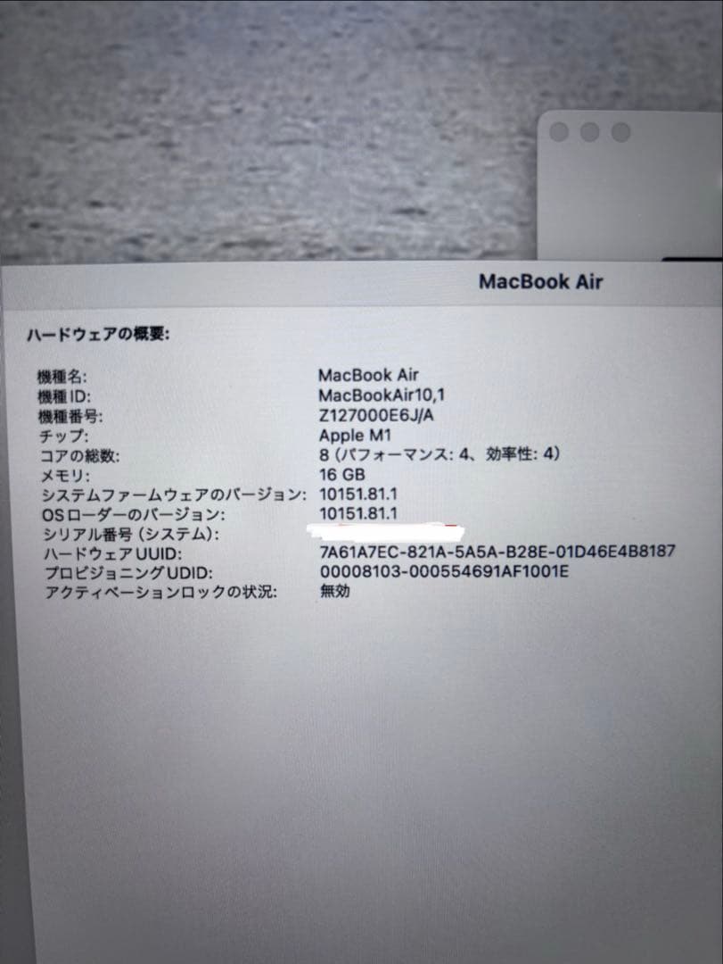 MacBook本体 Apple MacBook Air (M1, 16GB),2020