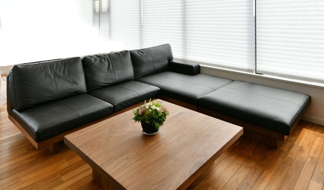 マスターウォール　ソファ４点セット　①２シーター140（本革＋天然木）