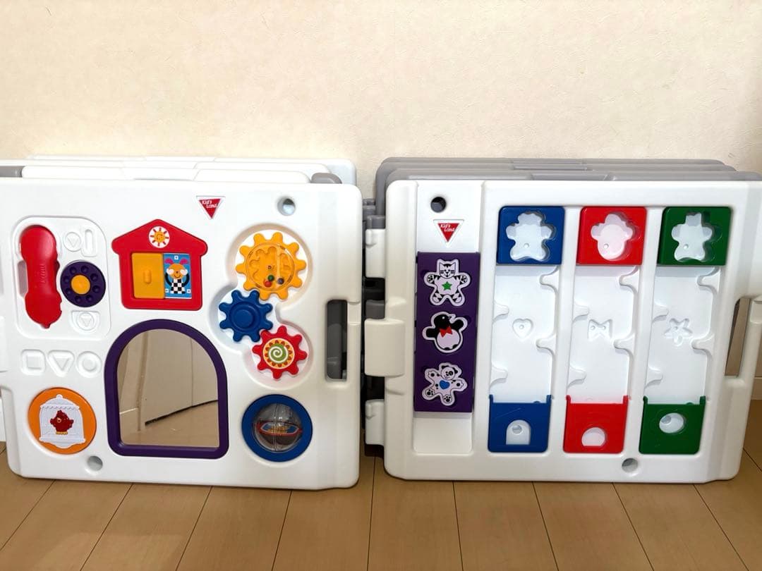 日本育児 ベビーサークル 8枚　ミュージカルキッズランドDXⅡ グレー&ホワイト