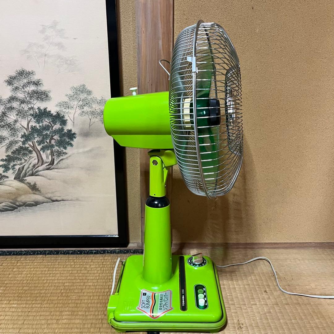 昭和レトロ　レトロポップ　グリーンファン　東芝扇風機　30cm 4枚ファン