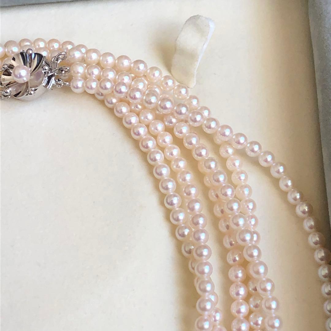 アコヤ真珠 ベビーパール 3連 ロングネックレス