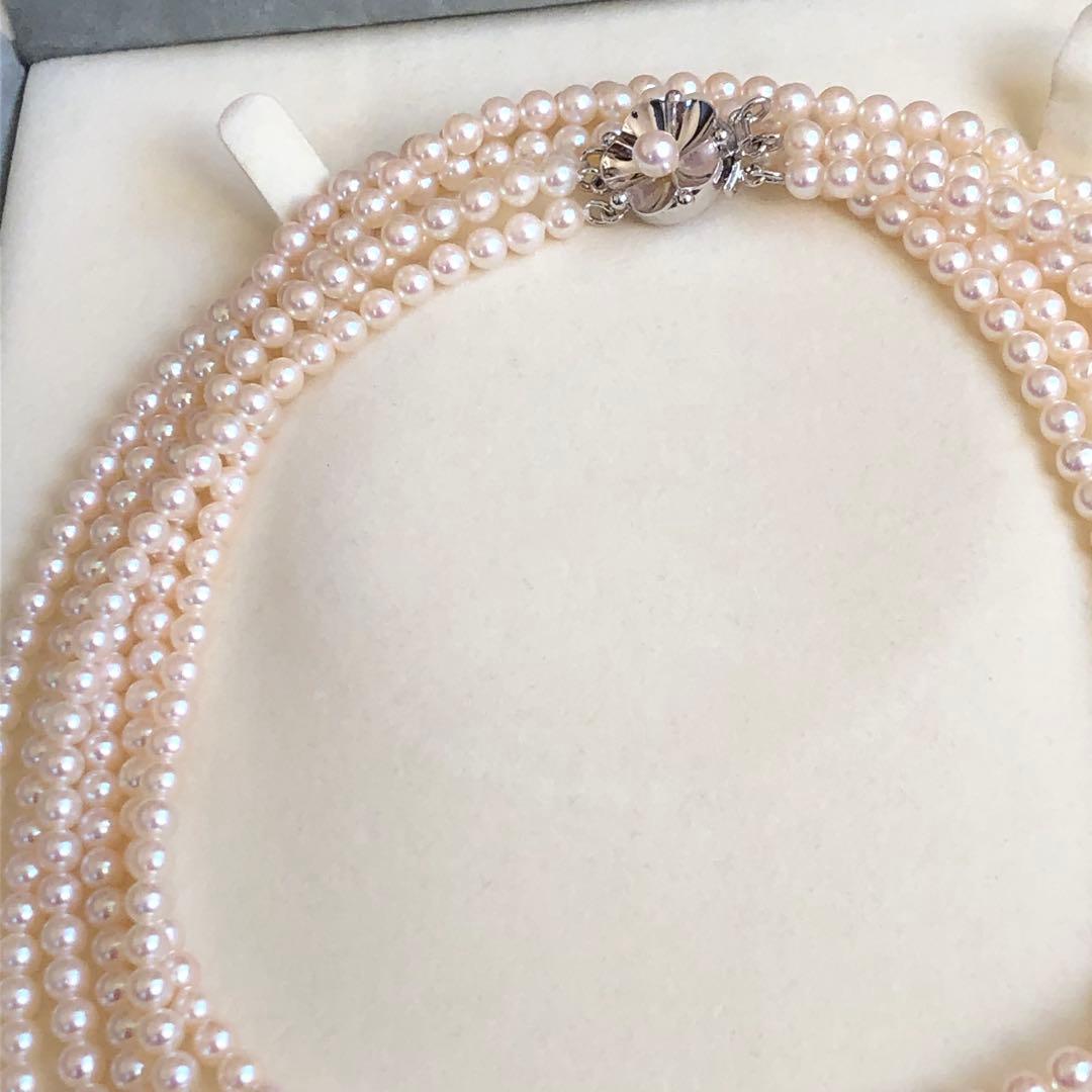 アコヤ真珠 ベビーパール 3連 ロングネックレス