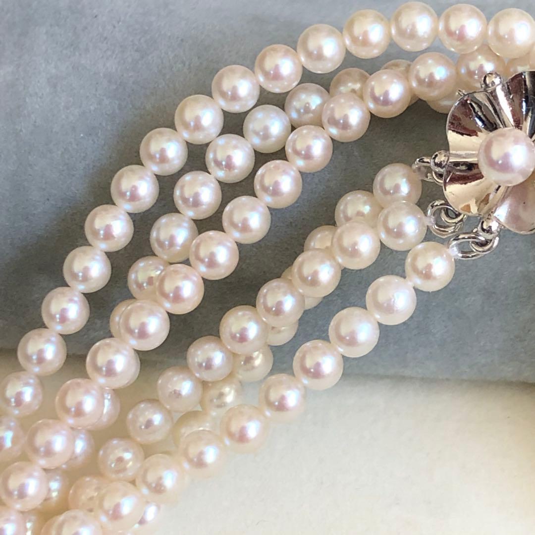 アコヤ真珠 ベビーパール 3連 ロングネックレス