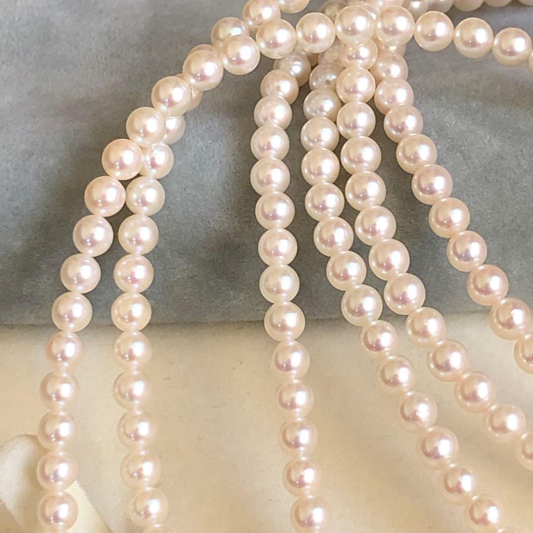 アコヤ真珠 ベビーパール 3連 ロングネックレス